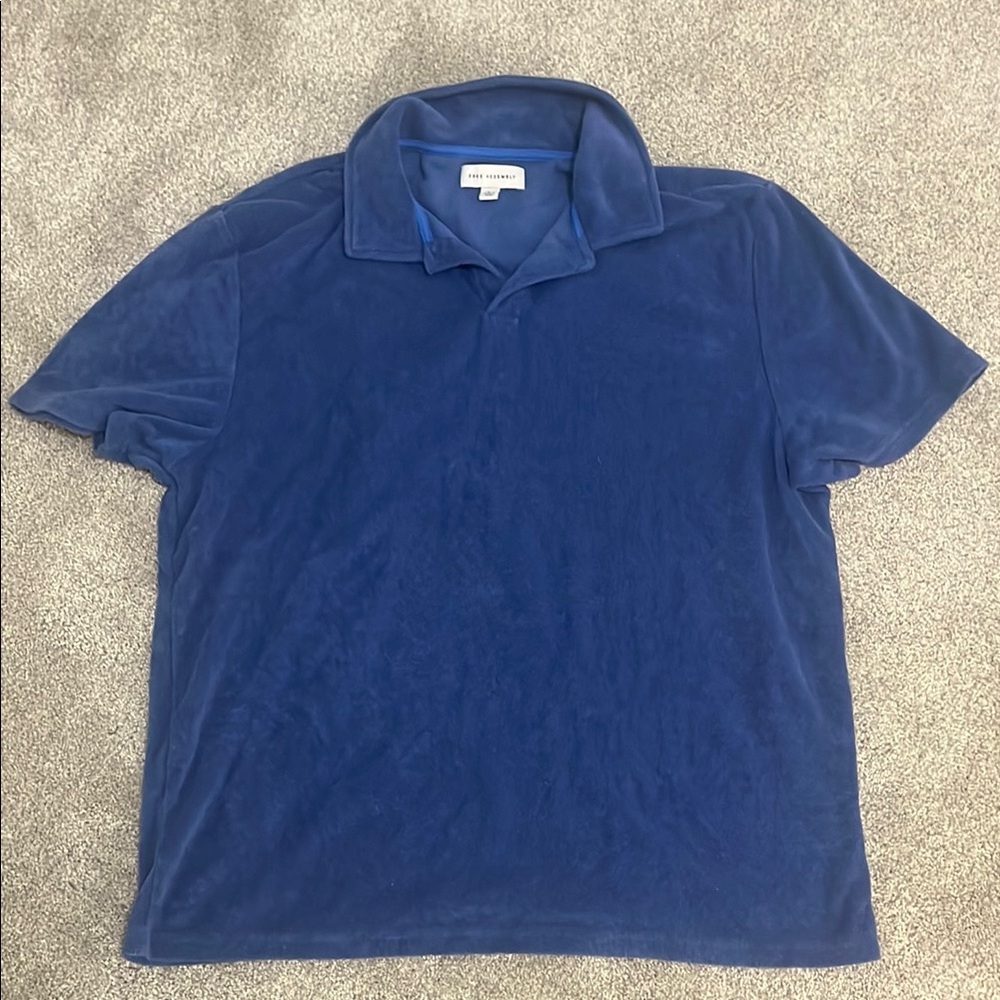 Free Assembly Men's Towel Terry Polo Shirt with Short Sleeves
